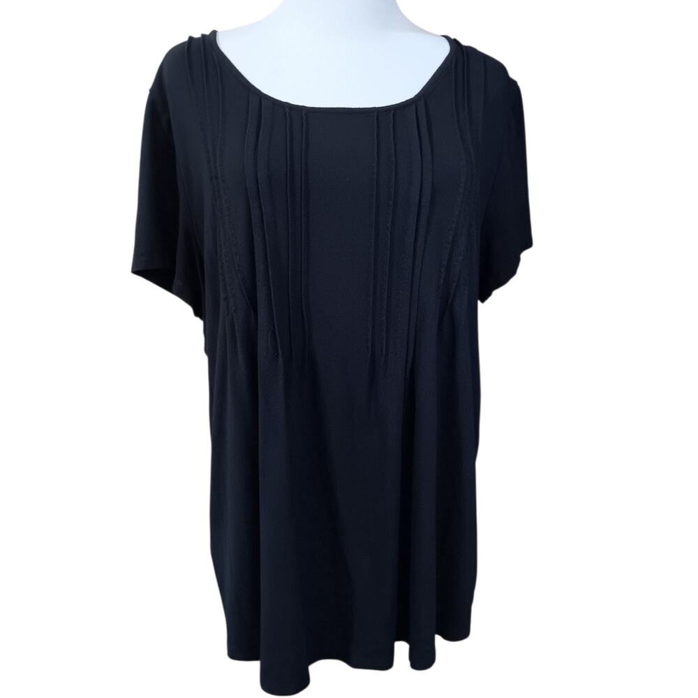 CHICO'S 2 Lot of 2 Soft Knit Tops Large Pullover Comfort Black Blue Casual Basic - Picture 2 of 11